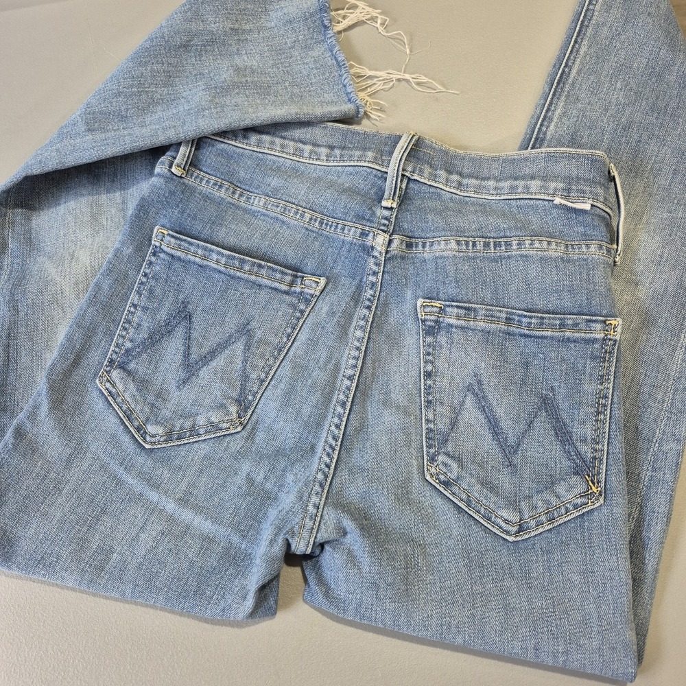 Mother Jeans Size 26 Mid Rise Dazzler Crop Fray Blowing Kisses Stretch Denim